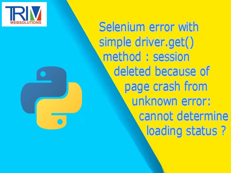 Selenium error with simple driver.get() method : session deleted because of page crash from unknown error: cannot determine loading status in python ?